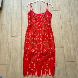 BCBG Max Azria Alese geometric lace dress, size 6